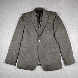 StudioSuits Mens Dark Gray Speckled Tweed Blazer Elbow Patches Single Button 39R